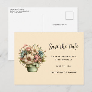 Postal De Anuncios Flores caprichosas en una maceta Cute