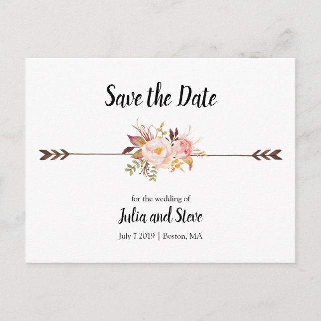 Postal De Anuncios Flores de acuarela bohemias elegantes salvan la fe (Anverso)