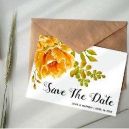 Postal De Anuncios Flores de acuarela naranja boda Save the Date