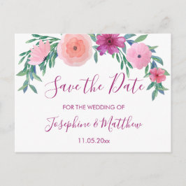 Postal De Anuncios Flores de Boda Rosadas Save the Date