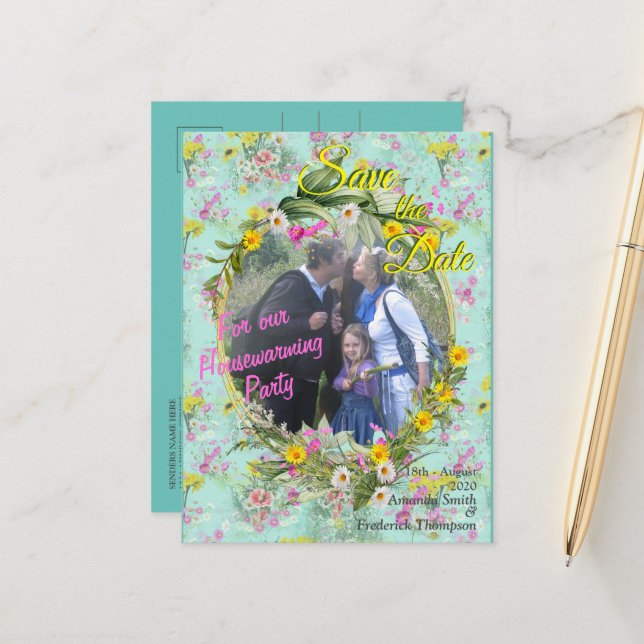 Postal De Anuncios Flores de campo Retro Meadow (Anverso/Reverso In Situ)