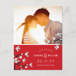 Postal De Anuncios Flores de Cerezo Blancas Sakura Foto Guardar Fecha