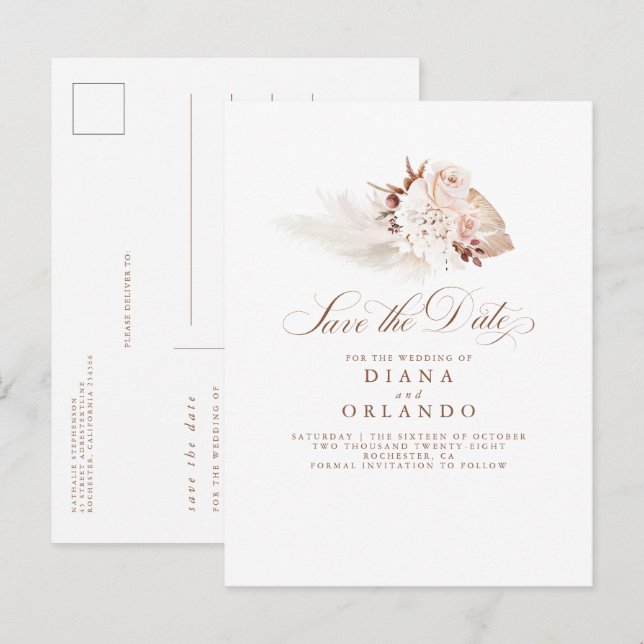 Postal De Anuncios Flores De Crema De Hierro De Pampas Exóticas Salve (Anverso / Reverso)