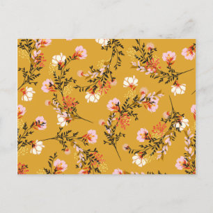 Postal De Anuncios Flores de fondo amarillo