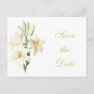 Postal De Anuncios flores de lirio blancas florales vintage guardar l