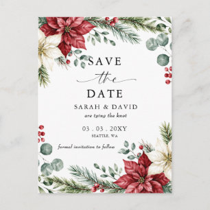 Postal De Anuncios Flores de Nochebuena Piñas de Navidad Boda de Navi