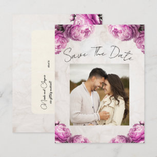 Postal De Anuncios Flores de peonía rosa brillante vintage salva la f