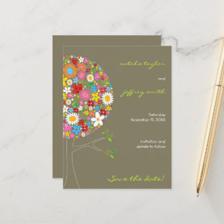 Postal De Anuncios Flores De Primavera Árbol Pop Whimsical Guardar La