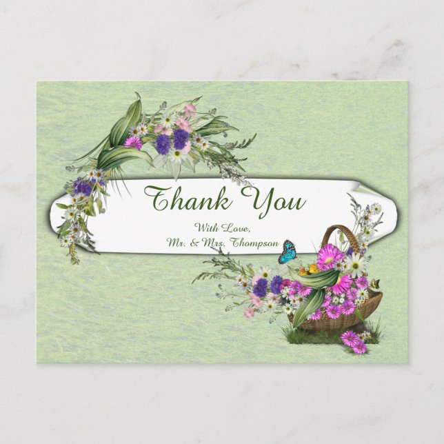 Postal De Anuncios Flores de primavera de solsticio de verano Gracias (Anverso)