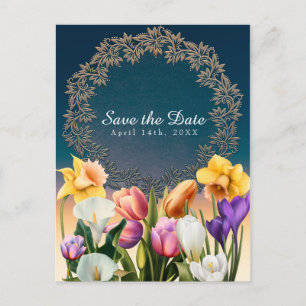 Postal De Anuncios Flores de Primavera Floral Elegante Chic Guardar l