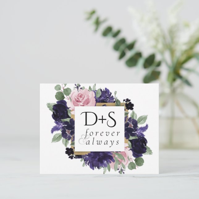 Postal De Anuncios Flores Exuberantes | Rosa Púrpura y Rosa para Anun (Anverso de pie)