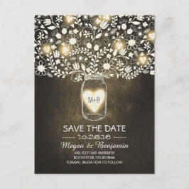 Postal De Anuncios Flores frascos de caramelo amarillo rústico salva 