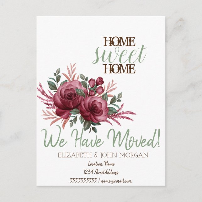 Postal De Anuncios Flores Rosas Hogar Dulce Hogar (Anverso)