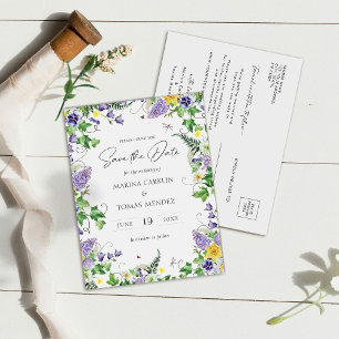 Postal De Anuncios Flores Silvestres Boho Salva la Fecha