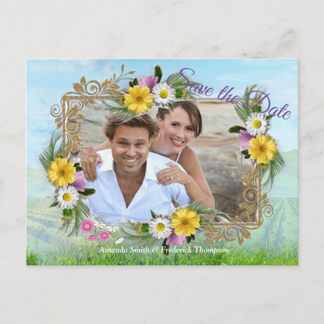 Postal De Anuncios Flores silvestres contra un cielo azul (Anverso)