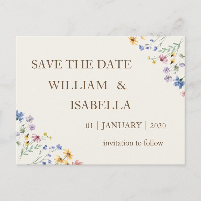 Postal De Anuncios Flores silvestres pastel beige (Anverso)