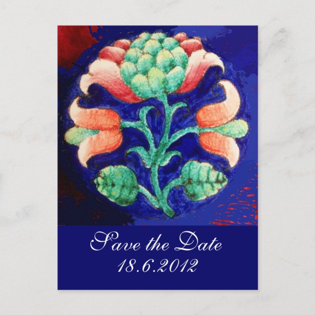 Postal De Anuncios FLORES, verde rosa azul (Anverso)