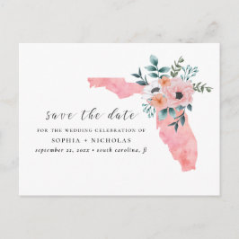 Postal De Anuncios Florida. Flor elegante rosa. Ahorro floral la fech