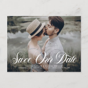 Postal De Anuncios Flourige Script Guardar nuestra foto de superposic