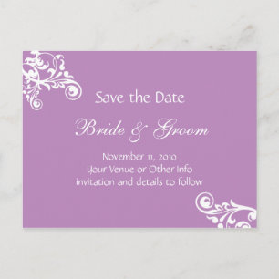 Postal De Anuncios Flourish personalizada de Lilac salva la fecha