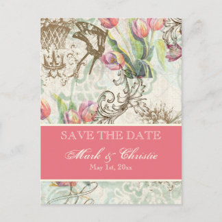 Postal De Anuncios Flutterbyes 'n Tulips Elegant Save the Date Card
