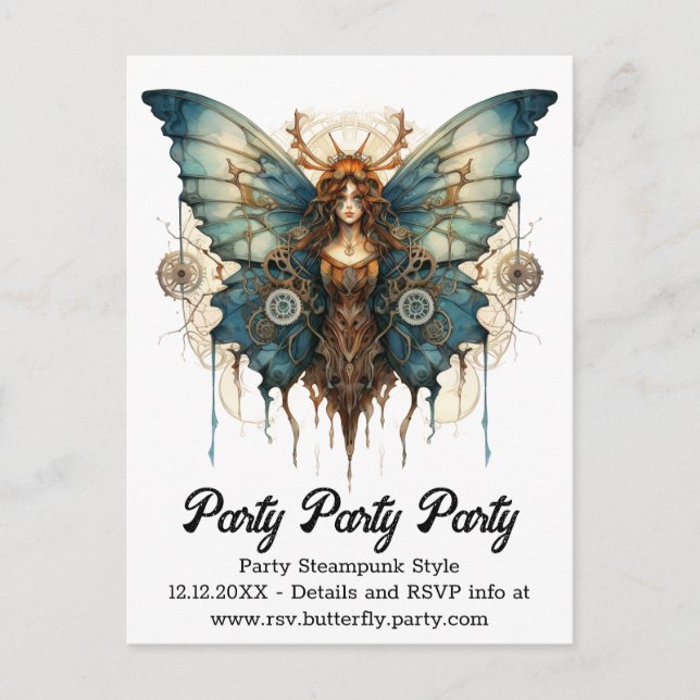 Postal De Anuncios Fluttergear Ninfa Mariposa Boda Steampunk  (Anverso)