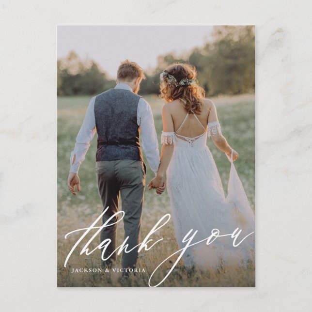 Postal De Anuncios Fluyendo vertical Gracias Postcard (Anverso)