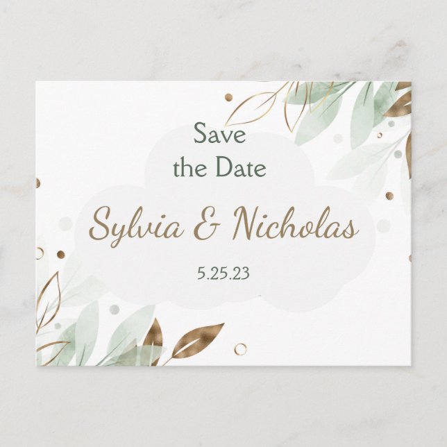 Postal De Anuncios Foliage Botanical Gold Verde azulado Salven las fe (Anverso)