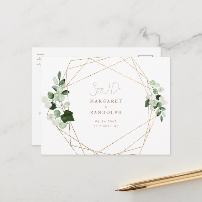 Postal De Anuncios Foliage Pareja Contemporánea Foto Guardar fecha (Anverso/Reverso In Situ)