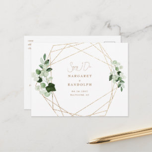 Postal De Anuncios Foliage Pareja Contemporánea Foto Save the Date