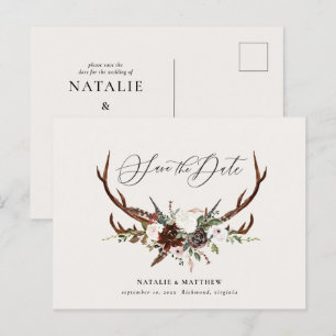Postal De Anuncios Follaje rústico y asta para guardar la fecha