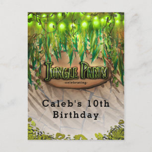 Postal De Anuncios Folleto del evento JUNGLE PARTY Hojas y estampado