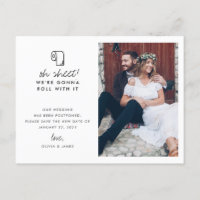 Folleto Divertido de Postergación de Boda con Foto