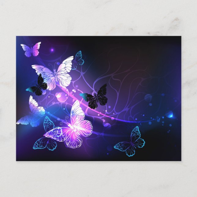 Postal De Anuncios Fondo con mariposas nocturnas (Anverso)