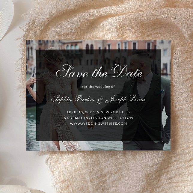 Postal De Anuncios Formal Classic Dark Overlay | Photo Save the Date (Subido por el creador)