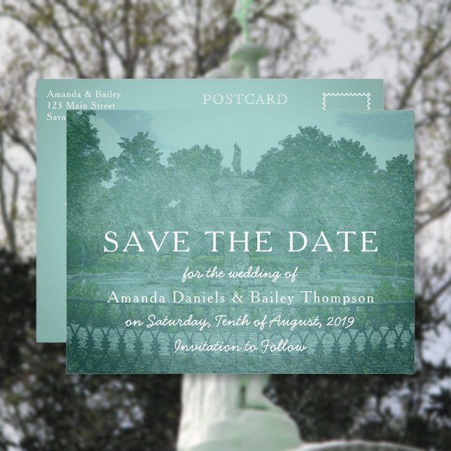 Postal De Anuncios Forsyth Park Fuente Savannah GA Save the Date (Subido por el creador)