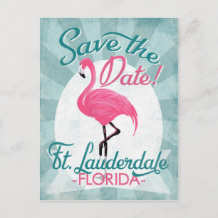 Postal De Anuncios Fort Lauderdale Salve La Fecha Flamingo Rosa