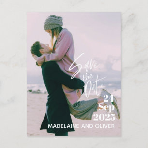 Postal De Anuncios Foto boda Superposición Moderna Elegante Guardar L