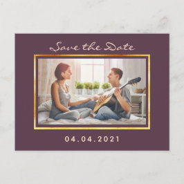 Postal De Anuncios Foto cassis morado boda dorada Save the Date