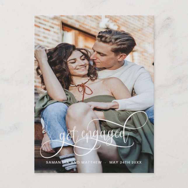 Postal De Anuncios Foto, Comprometida, Compromiso de Letra Blanca (Anverso)