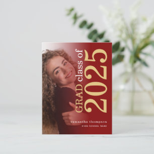 Postal De Anuncios Foto con Tinte Granate Dorado Graduación 2025