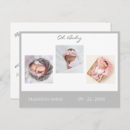 Postal De Anuncios Foto de bebé gris Niño o Niña Estadísticas Nacimie