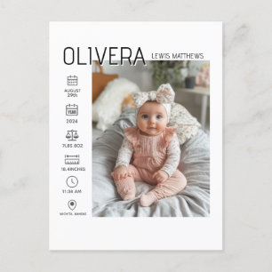 Postal De Anuncios Foto de bebé y estadísticas