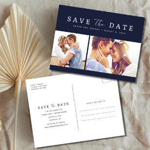 Postal De Anuncios Foto de boda azul marino Save the Date