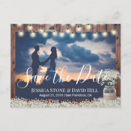 Postal De Anuncios Foto de Boda con flores de aliento del bebé, salve
