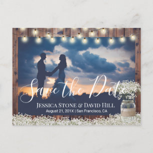 Postal De Anuncios Foto de Boda con flores de aliento del bebé, salve