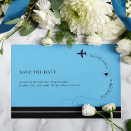 Postal De Anuncios Foto de boda de destino de ruta de avión