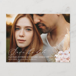 Postal De Anuncios Foto de boda de orquídeas de pampas bohemias moder