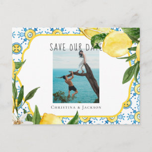Postal De Anuncios Foto de boda de pareja con azulejos mediterráneos