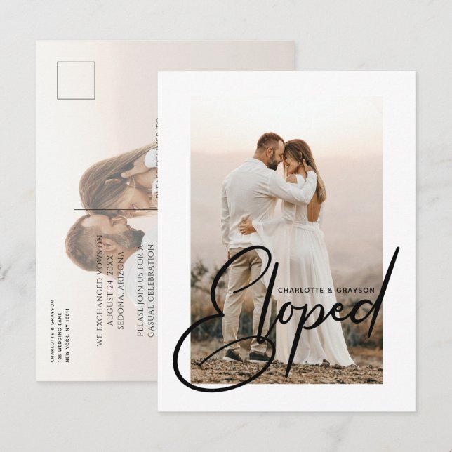 Postal De Anuncios Foto de Boda eludida recién celebración casada (Anverso / Reverso)